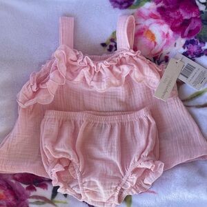 Catherine Malandrino Pink Ruffled Diaper Cover Set